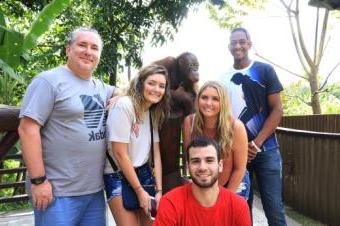 Film students meet an orangutan